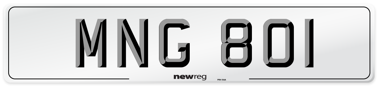 MNG 801 Number Plate from New Reg